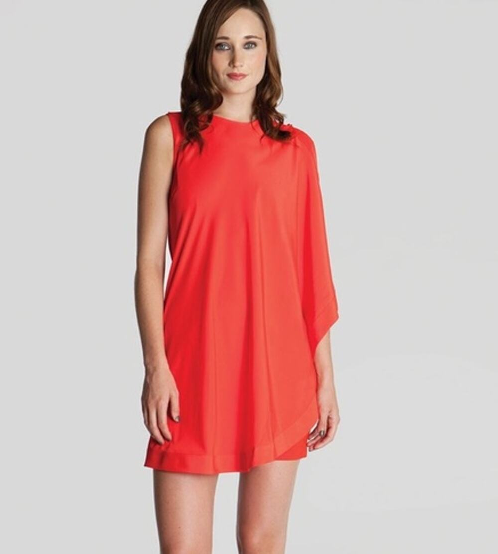 Ted Baker Bolty Asymmetric Draped Tunic Dress Button Shoulder Sleeveless Mini